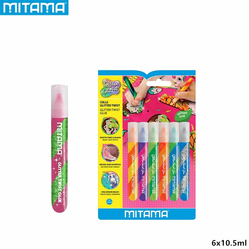 Colla Glitter Twist Mitama - 6 Colori Assortiti [cod. 62512] - Mitama